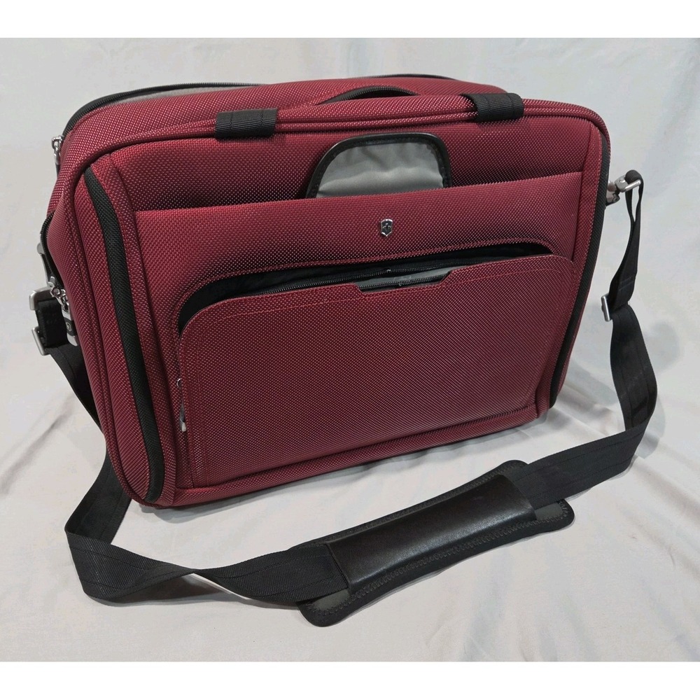 Victorinox Swiss Army Ballistic Nylon Laptop Briefcase LRG Burgundy Red Utility